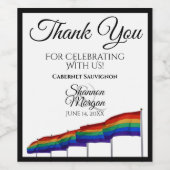 Gay Pride-Regenbogenflagge Hochzeitweiliges Weinfl Weinetikett (Einzelnes Label)