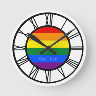 Gay Pride-Regenbogenflagge LGBT Personalisiert Runde Wanduhr
