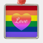Gay Pride-Regenbogenflagge LGBTQ Ornament Aus Metall (Vorne)