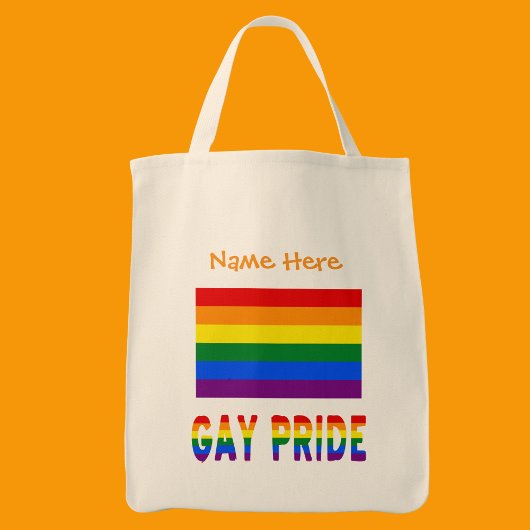 Gay Pride Regenbogenflagge Orange Personalisiert Tragetasche