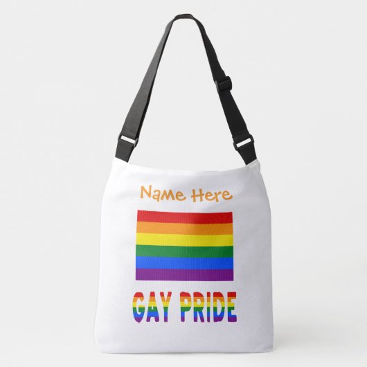 Gay Pride Regenbogenflagge Orange Personalisiert Tragetaschen Mit Langen Trägern (Vorderseite)