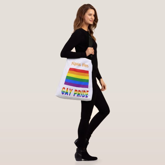 Gay Pride Regenbogenflagge Orange Personalisiert Tragetaschen Mit Langen Trägern (Am Model)