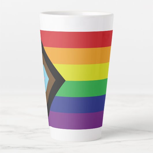 Gay Pride-Regenbogenflagge Progressive LGBTQIA+ Milchtasse (Vorderseite)