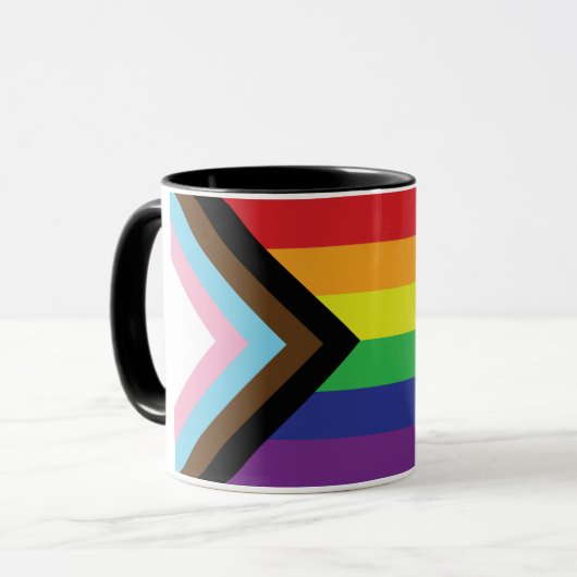 Gay Pride-Regenbogenflagge Progressive LGBTQIA+ Tasse (Vorderseite Links)