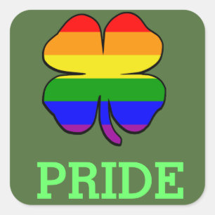 Gay-Pride-Regenbogenflagge Shamrock Quadratischer Aufkleber