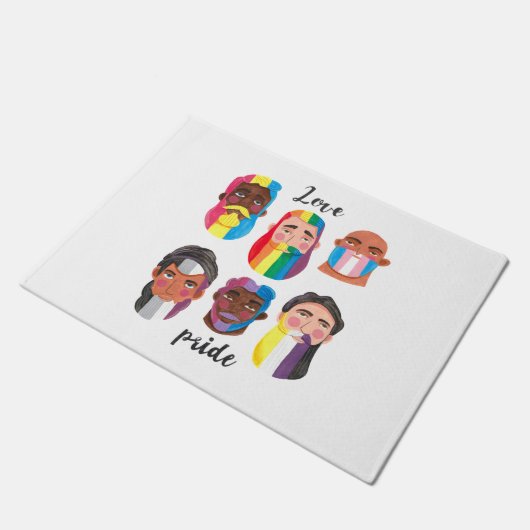 Gay Pride Regenbogenflaggen Fußmatte (Schrägansicht)