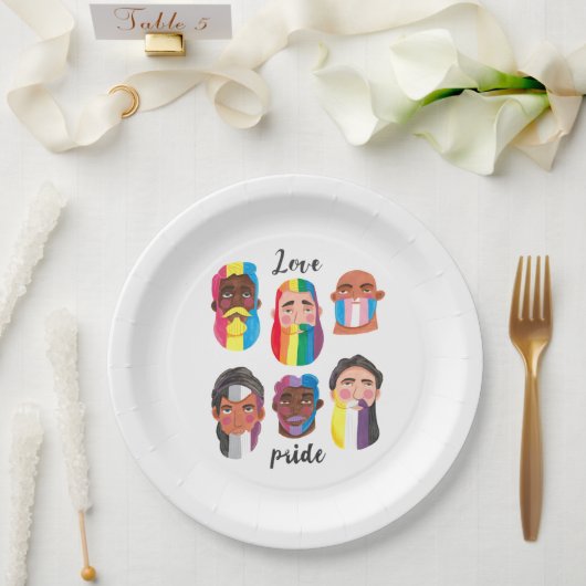 Gay Pride Regenbogenflaggen Pappteller (Hochzeit)