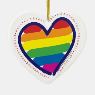 Gay Pride Regenbogenherz Keramik Ornament