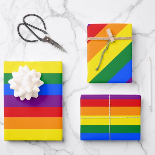 Gay Pride Regenbogenmuster Geschenkpapier Set (Vorderseite)