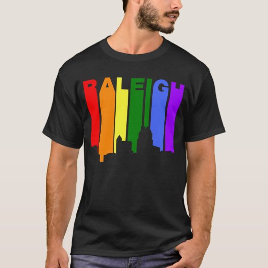 Gay Pride-RegenbogenSkyline Raleighs Nord-Carolina T-Shirt (Vorderseite)