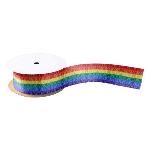 Gay Pride Regenbogenstreifen unter Regenbogenflagg Satinband (Spule)