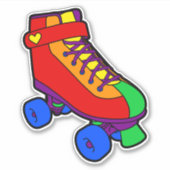 Gay Pride Retro Rainbow Roller Skate Aufkleber (Vorderseite)