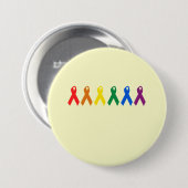 Gay Pride Ribbon-Farben Button (Vorne & Hinten)