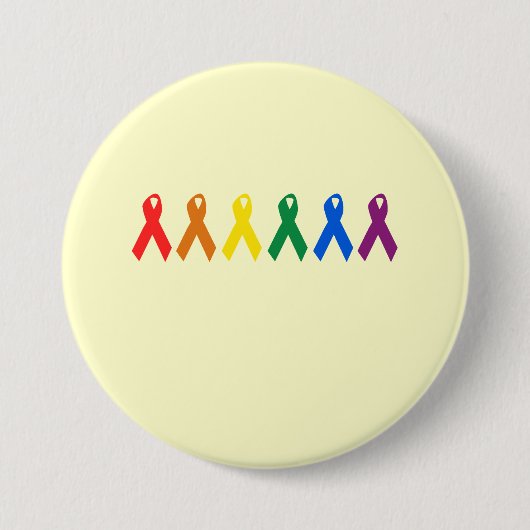 Gay Pride Ribbon-Farben Button (Vorderseite)