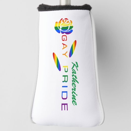 Gay Pride Rose Regenbogenflagge Personalisiert Golf Headcover (Rotieren 90)