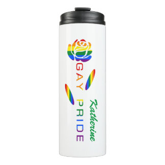 Gay Pride Rose Regenbogenflagge Personalisiert Thermosbecher