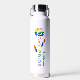 Gay Pride Rose Regenbogenflagge Personalisierter N Trinkflasche