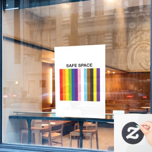 Gay Pride Safe Space - inklusive Farben Fensteraufkleber (Café-Fenster)