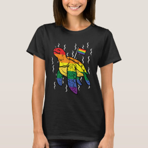 Gay Pride Schildkrötenfelsflagge Niedlich Lgbtq Al T-Shirt