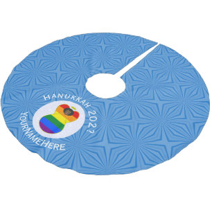 Gay Pride Schwarze-Engel-Hanukkah-Flagge Personali Polyester Weihnachtsbaumdecke