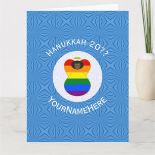 Gay Pride Schwarzer Engel Hanukkah-Flagge Personal Karte