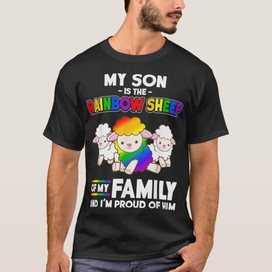 Gay Pride Son Mama Vater LGBTQ Monat Mein Sohn ist T-Shirt (Vorderseite)