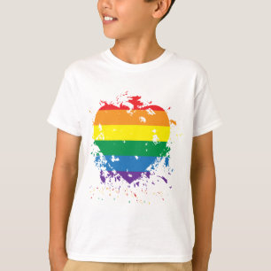 Gay-Pride-Spritzer-Herz T-Shirt