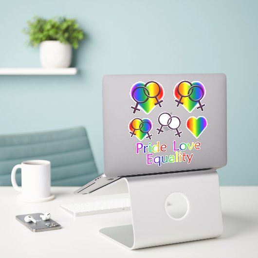 Gay Pride Stickers Rainbow Lesbische Liebe Decals Aufkleber (Laptop auf Schreibtisch)