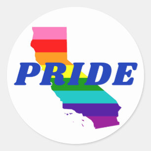 Gay Pride Streifen auf California Rainbow Runder Aufkleber