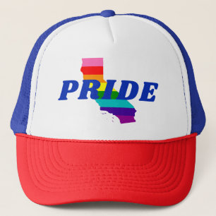 Gay Pride Streifen auf California Rainbow Truckerkappe