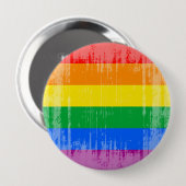 GAY PRIDE-STREIFEN BEUNRUHIGTER ENTWURF BUTTON (Vorne & Hinten)