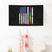 Gay Pride Thin Rainbow Line Amerikanische Flagge Banner (Insitu)