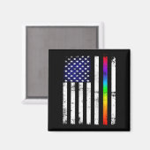 Gay Pride Thin Rainbow Line Amerikanische Flagge Magnet (Vorderseite/Rückseite)