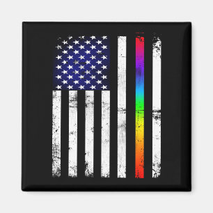 Gay Pride Thin Rainbow Line Amerikanische Flagge Magnet