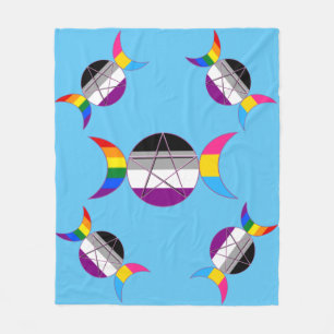 Gay Pride Triple Goddess Pentagramm Fleecedecke