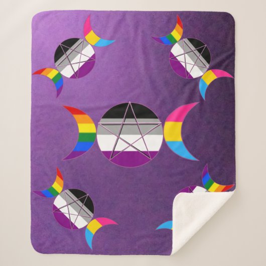 Gay Pride Triple Goddess Pentagramm Sherpadecke (Vorderseite)