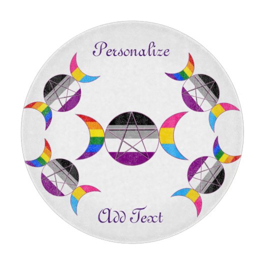Gay Pride Triple Moon Goddess Pentagramm Schneidebrett (Vorderseite)