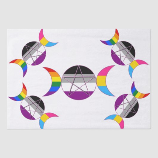 Gay Pride Triple Moon Goddess Pentagramm Seidenpapier (Vorderseite)