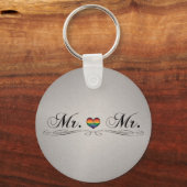 Gay Pride Typografy w/Rainbow Heart Schlüsselanhänger (Vorderseite)