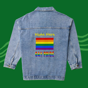 Gay Pride und Regenbogenflagge Gelbe Personalisier Jeansjacke