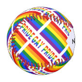 Gay Pride- und Regenbogenflagge mit Ihrem Namen Baseball (Vorderseite Links)