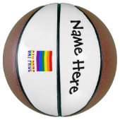 Gay Pride- und Regenbogenflagge mit Ihrem Namen Basketball (Vertikal)