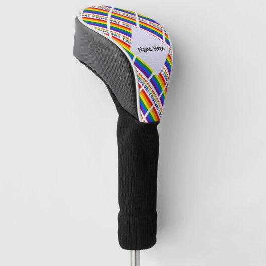 Gay Pride- und Regenbogenflagge mit Ihrem Namen Golf Headcover (angewinkelt)