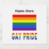 Gay Pride- und Regenbogenflagge mit Ihrem Namen Schaumweinetikett (Einzelnes Label)