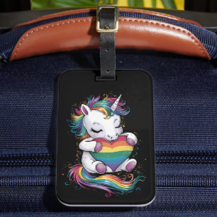 Gay Pride Unicorn Herzenragenbogen Flag Lgbt Gepäckanhänger