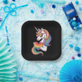 Gay Pride Unicorn Herzenragenbogen Flag LGBT Pappteller (Party)