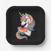 Gay Pride Unicorn Herzenragenbogen Flag LGBT Pappteller (Vorderseite)