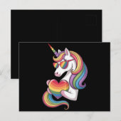 Gay Pride Unicorn Herzenragenbogen Flag LGBT Postkarte (Vorne/Hinten)