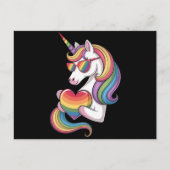 Gay Pride Unicorn Herzenragenbogen Flag LGBT Postkarte (Vorderseite)