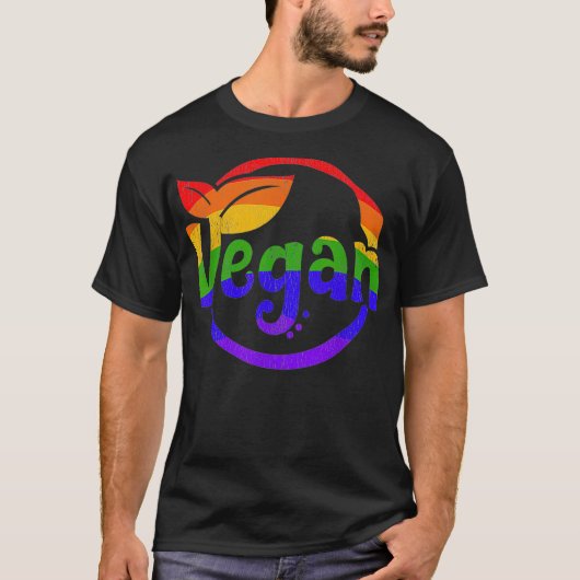 Gay Pride Vegan LGBTQ Rainbow T-Shirt (Vorderseite)